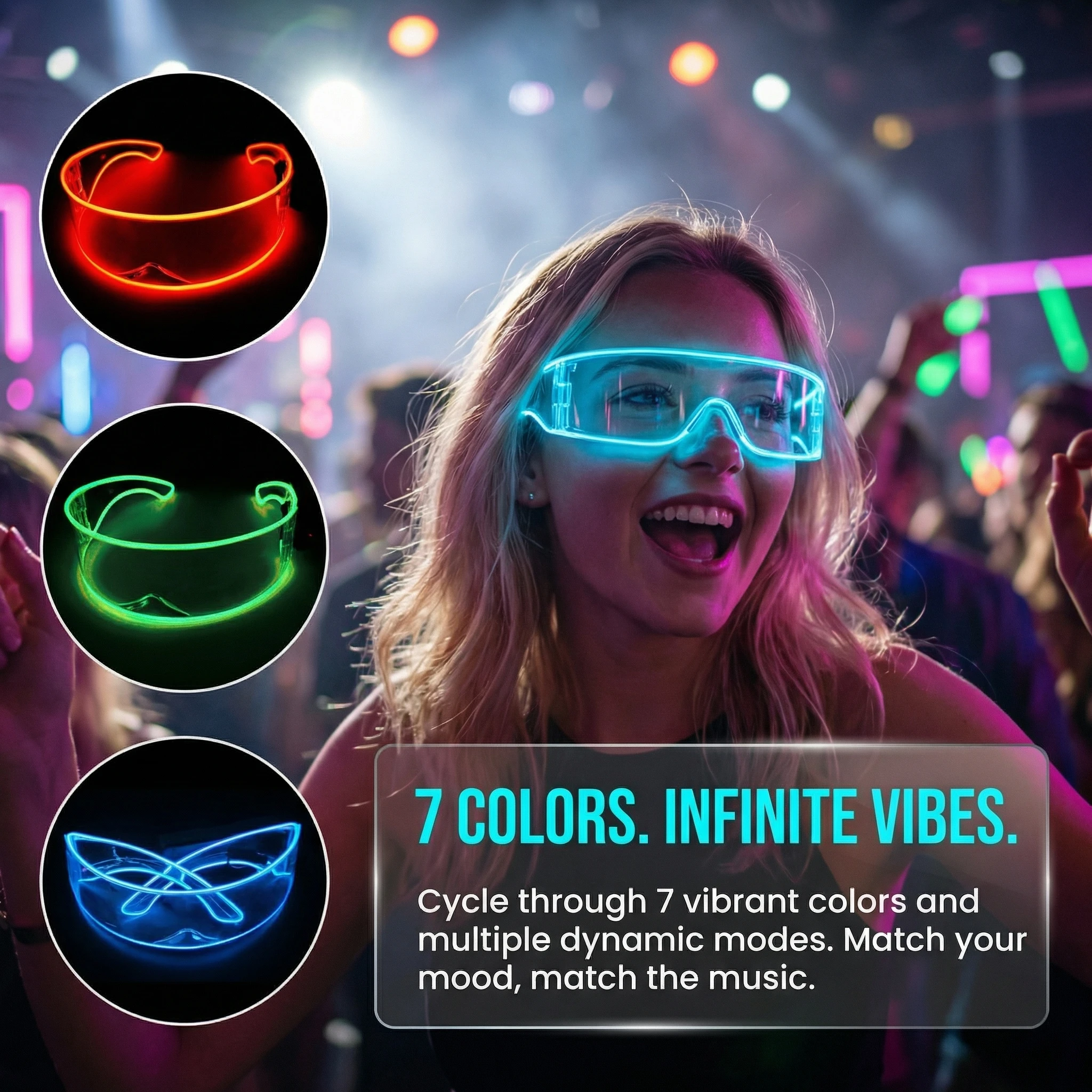 Wireless LED Luminous Glasses, Party Performance Props